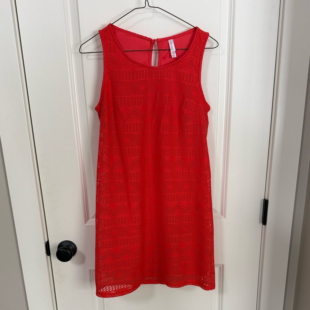 Orange Sleeveless Lace Dress